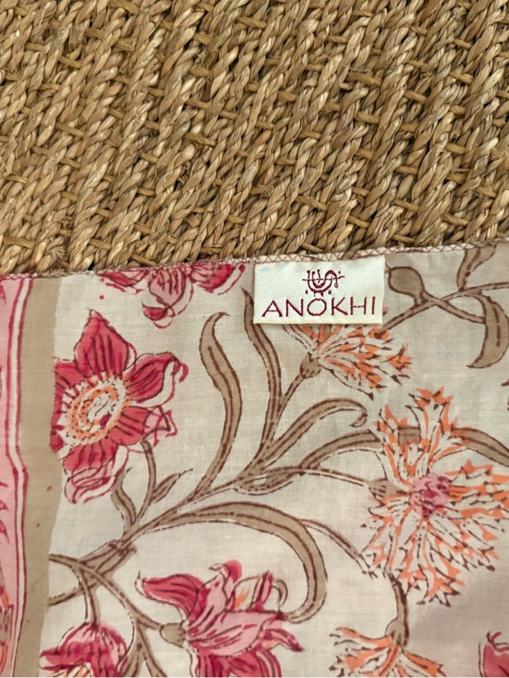 Anokhi Indian print floral cotton scarf - Picture 2 of 4